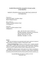 prikaz prve stranice dokumenta Patentne citatne analize u evaluaciji sveučilišta